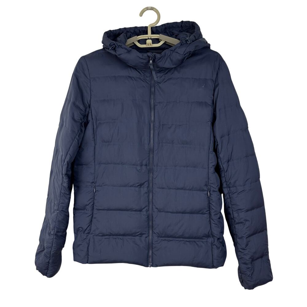 Uniqlo Women's Ultra Light Down Quilted Puffer Hooded Coat Small Navy Blue
